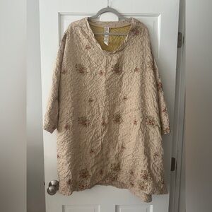 Magnolia Pearl Silk Cotton Short Sleeve Floral Tunic Shirt Top